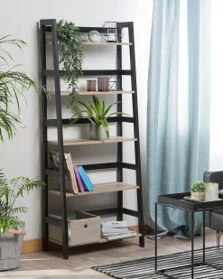 Estante Com 5 Prateleiras Castanha Clara E Preta Croydon