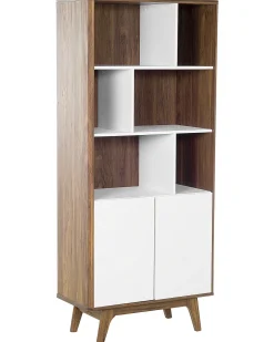 Estante Com 3 Prateleiras E 2 Portas Castanha Escura E Branca Columbus