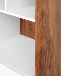 Estante Com 3 Prateleiras E 2 Portas Castanha Escura E Branca Columbus