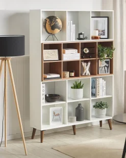 Estante Com 5 Prateleiras Branca E Castanha Escura Alloa