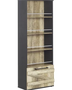 Estante Com 4 Prateleiras Castanho Clara E Preta Salter