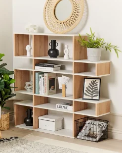 Estante Com 5 Prateleiras Castanho Claro E Branco Amarilo