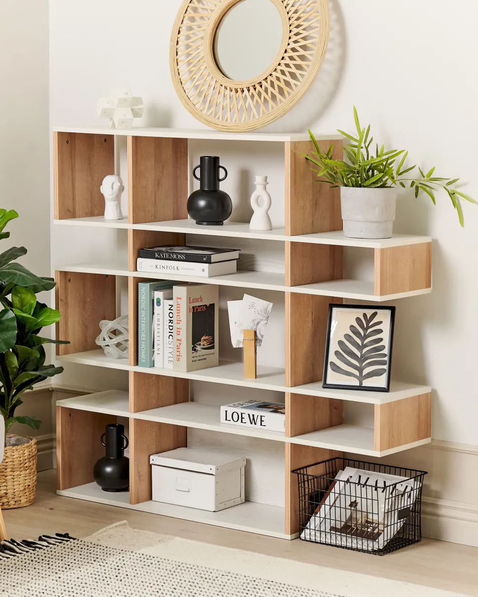 Estante Com 5 Prateleiras Castanho Claro E Branco Amarilo