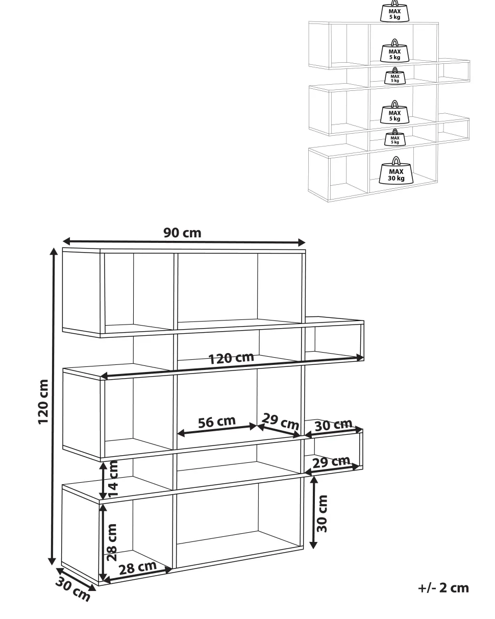 Estante Com 5 Prateleiras Castanho Claro E Branco Amarilo