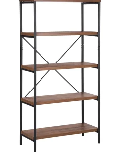 Estante Com 5 Prateleiras Em Madeira Escura Brisbane