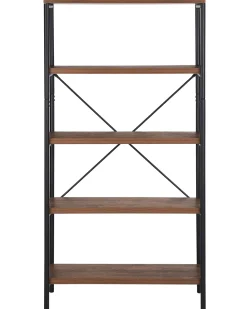 Estante Com 5 Prateleiras Em Madeira Escura Brisbane