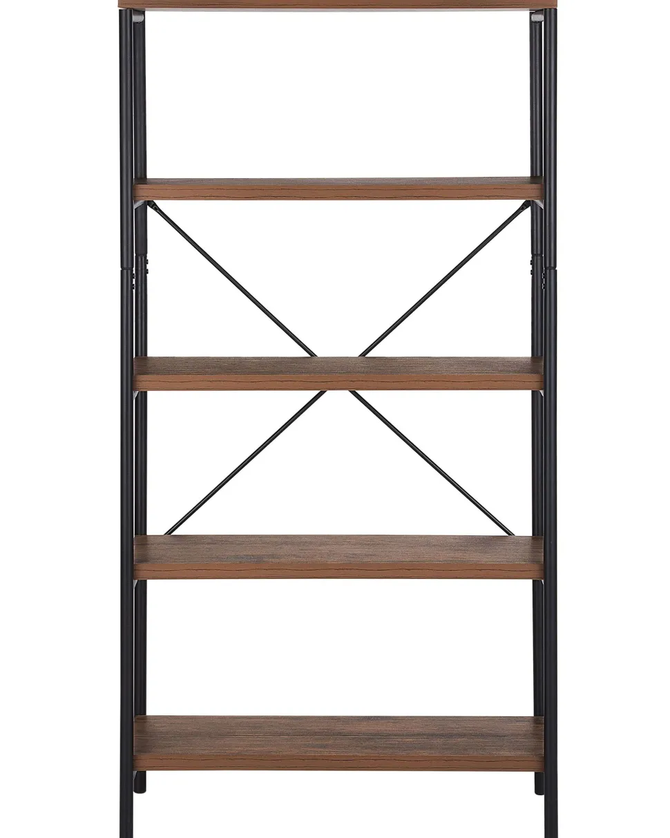 Estante Com 5 Prateleiras Em Madeira Escura Brisbane