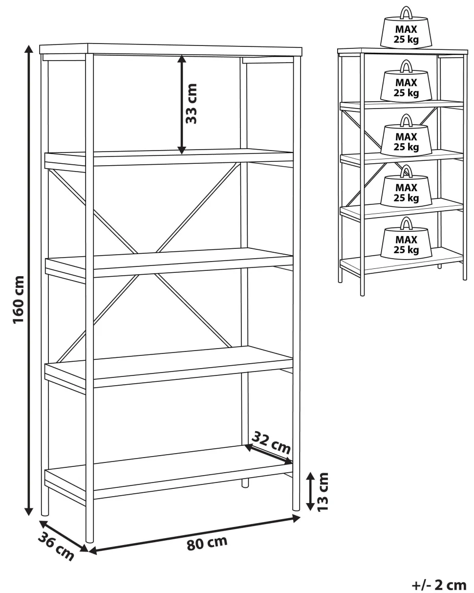 Estante Com 5 Prateleiras Em Madeira Escura Brisbane