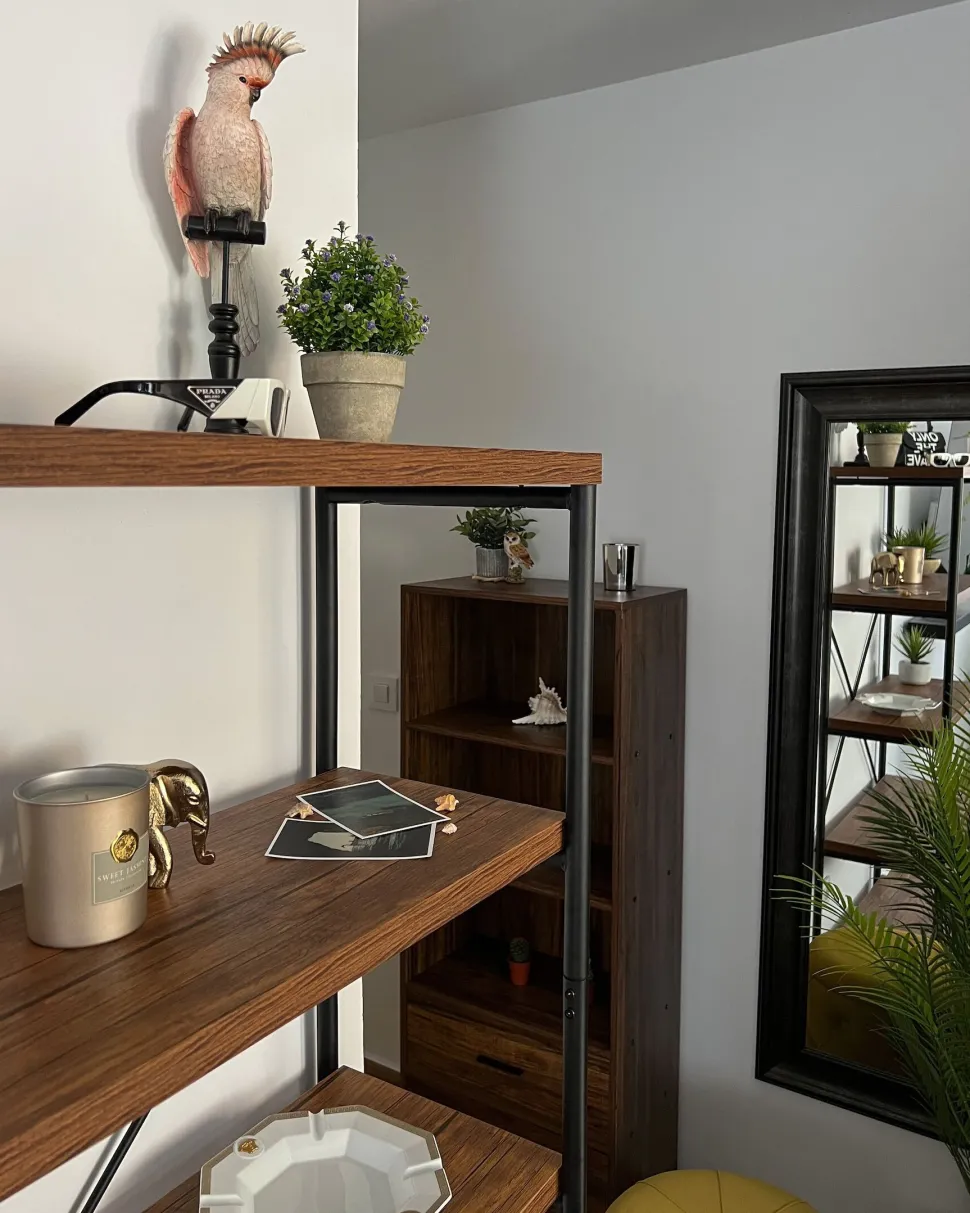 Estante Com 5 Prateleiras Em Madeira Escura Brisbane