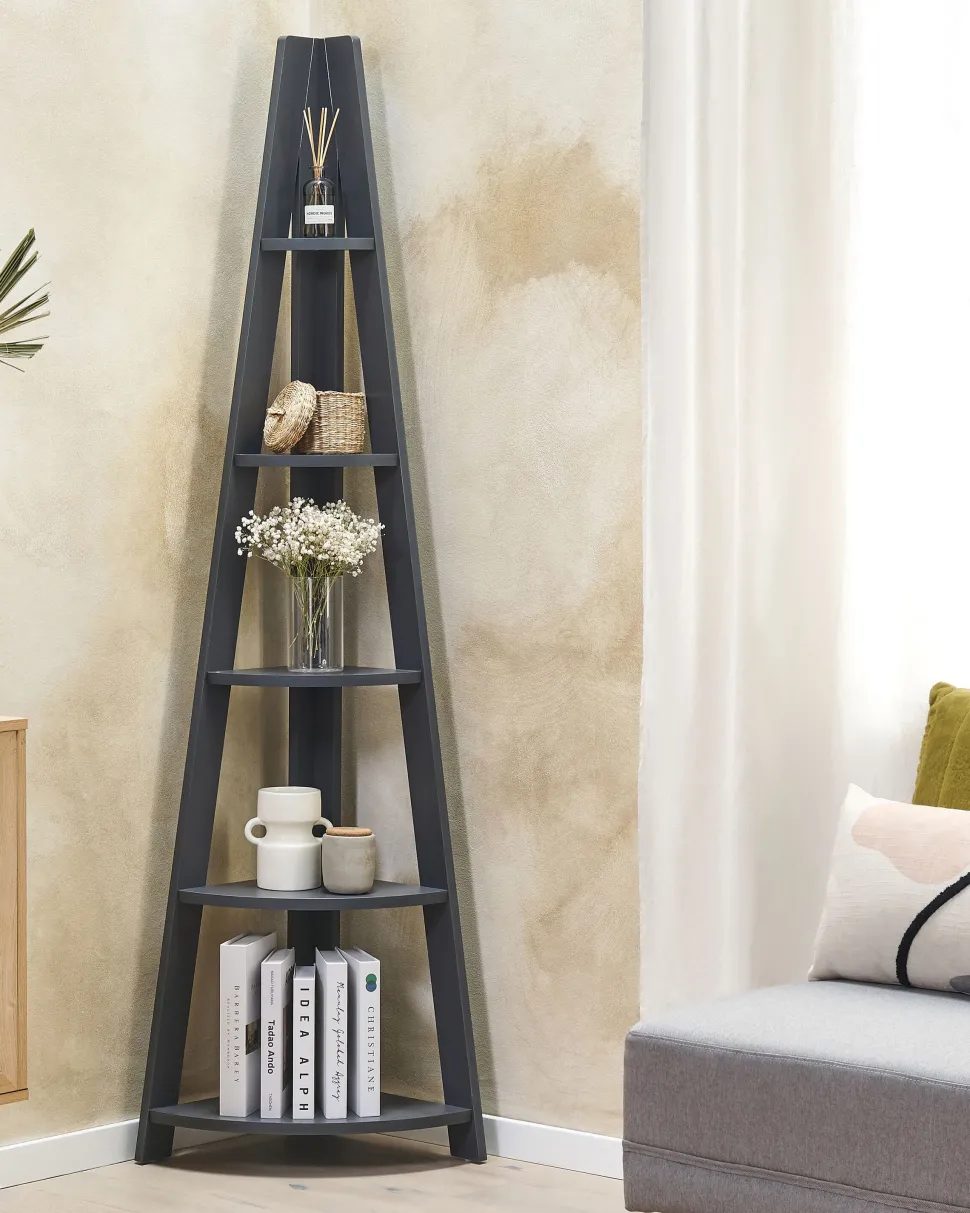 Estante De Canto Com 5 Prateleiras Cinzenta Mobile Solo