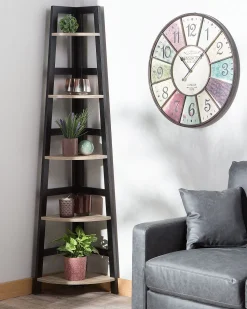 Estante De Canto Com 5 Prateleiras Preto E Castanho Claro Bexley