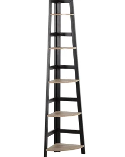 Estante De Canto Com 5 Prateleiras Preto E Castanho Claro Bexley