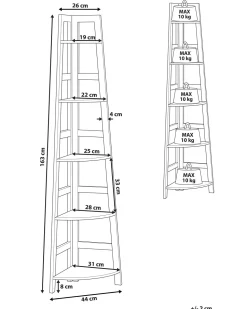 Estante De Canto Com 5 Prateleiras Preto E Castanho Claro Bexley