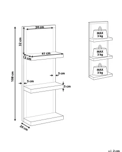 Estante De Casa De Banho Com 3 Prateleiras Em Efeito De Espelhado Prateado Gaona