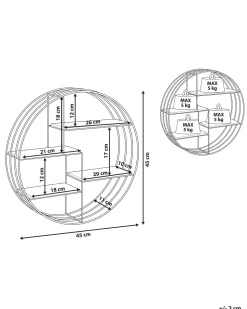 Estante De Parede Com 4 Prateleiras Preta E Castanha Clara Sandia