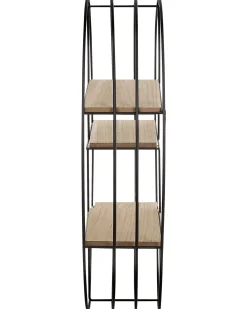 Estante De Parede Com 4 Prateleiras Preta E Castanha Clara Sandia