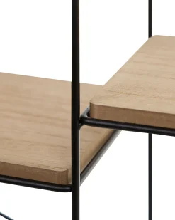 Estante De Parede Com 4 Prateleiras Preta E Castanha Clara Sandia