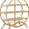 Estante Redonda Com 3 Prateleiras Em Rattan Cor Natural Tuvalu Ii