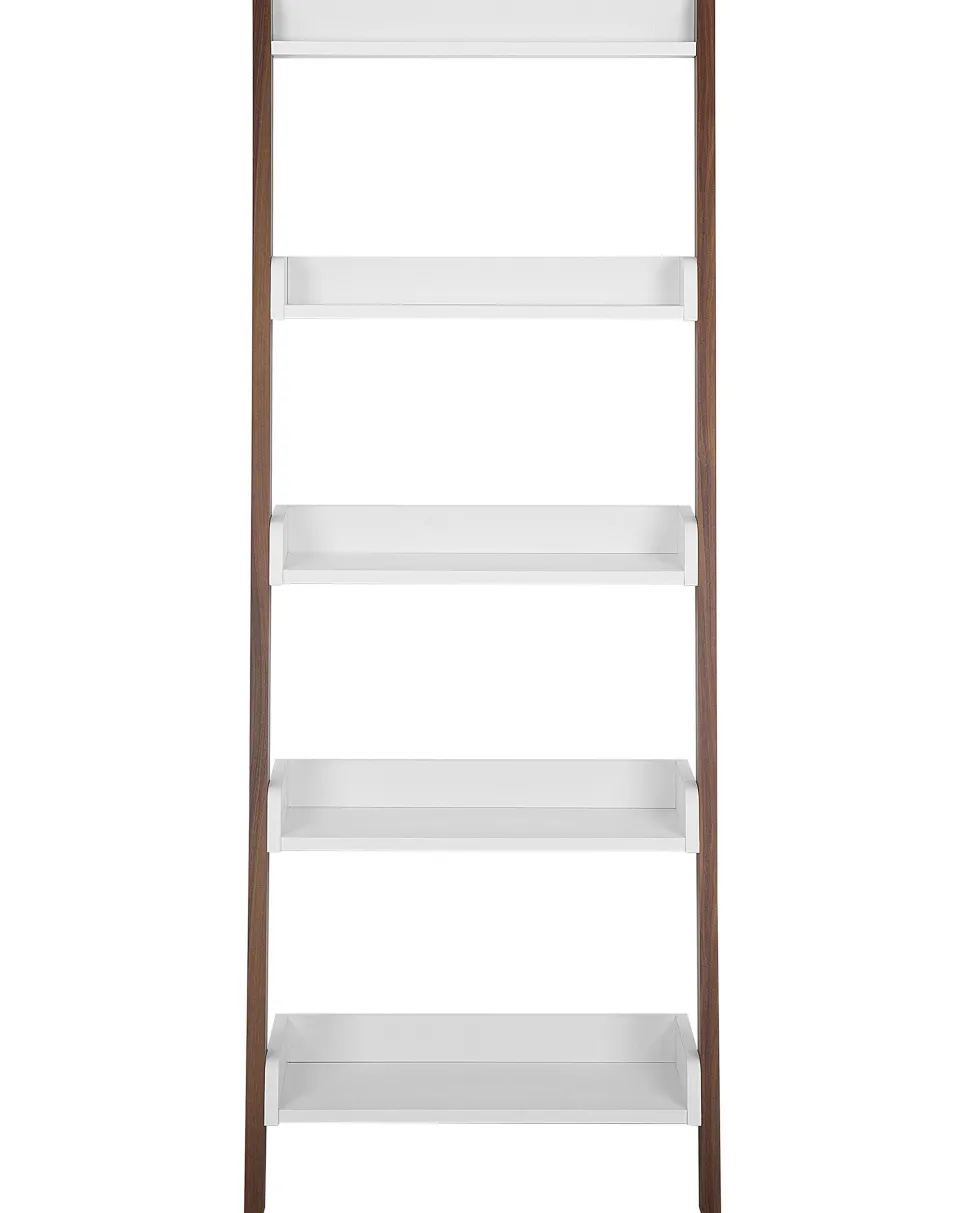 Estante Tipo Escada Com 5 Prateleiras Castanha E Branca Mobile Trio