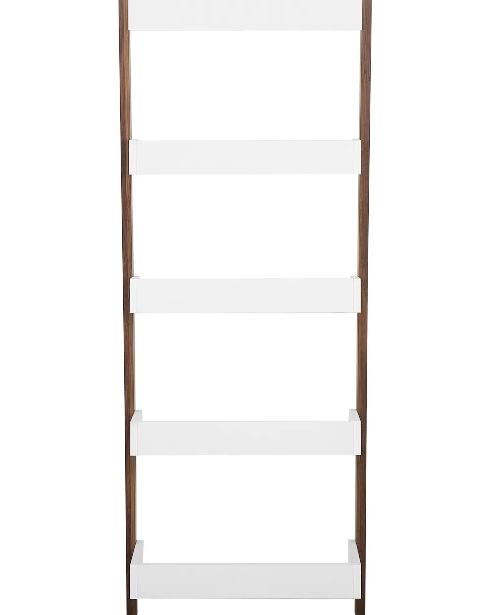 Estante Tipo Escada Com 5 Prateleiras Castanha E Branca Mobile Trio