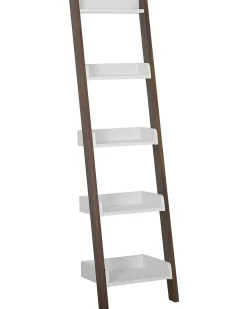 Estante Tipo Escada Com 5 Prateleiras Castanha E Branca Mobile Duo