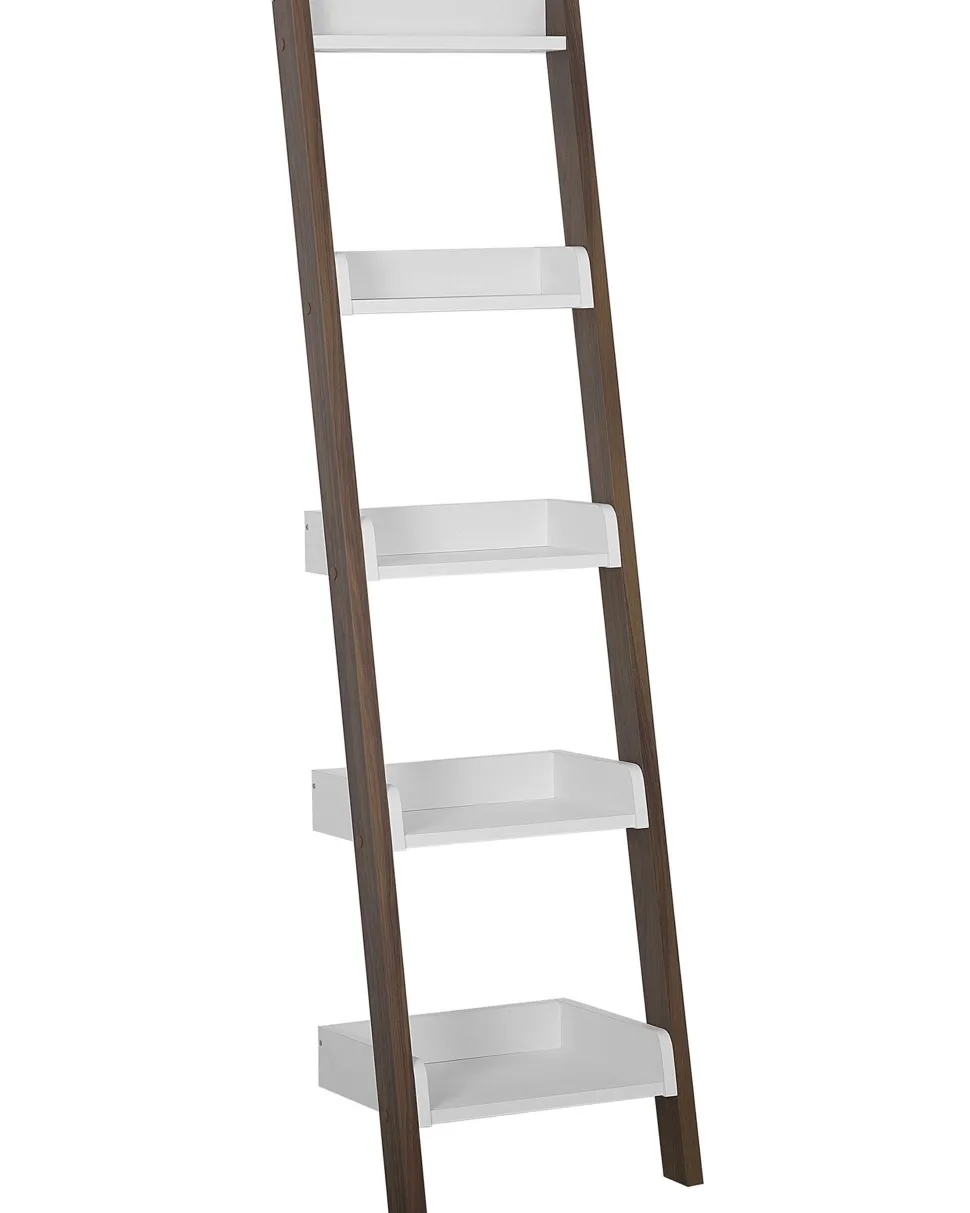 Estante Tipo Escada Com 5 Prateleiras Castanha E Branca Mobile Duo