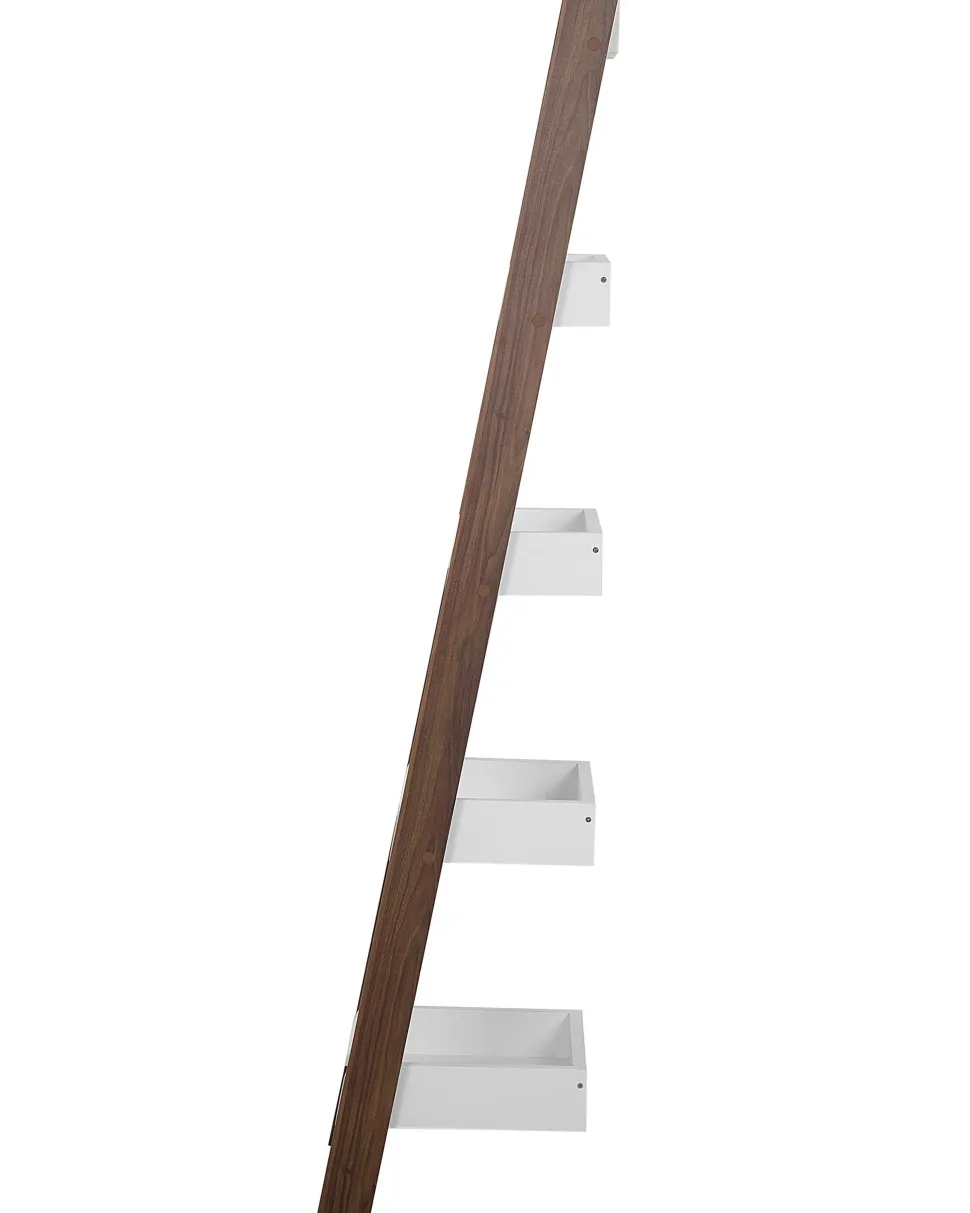 Estante Tipo Escada Com 5 Prateleiras Castanha E Branca Mobile Duo