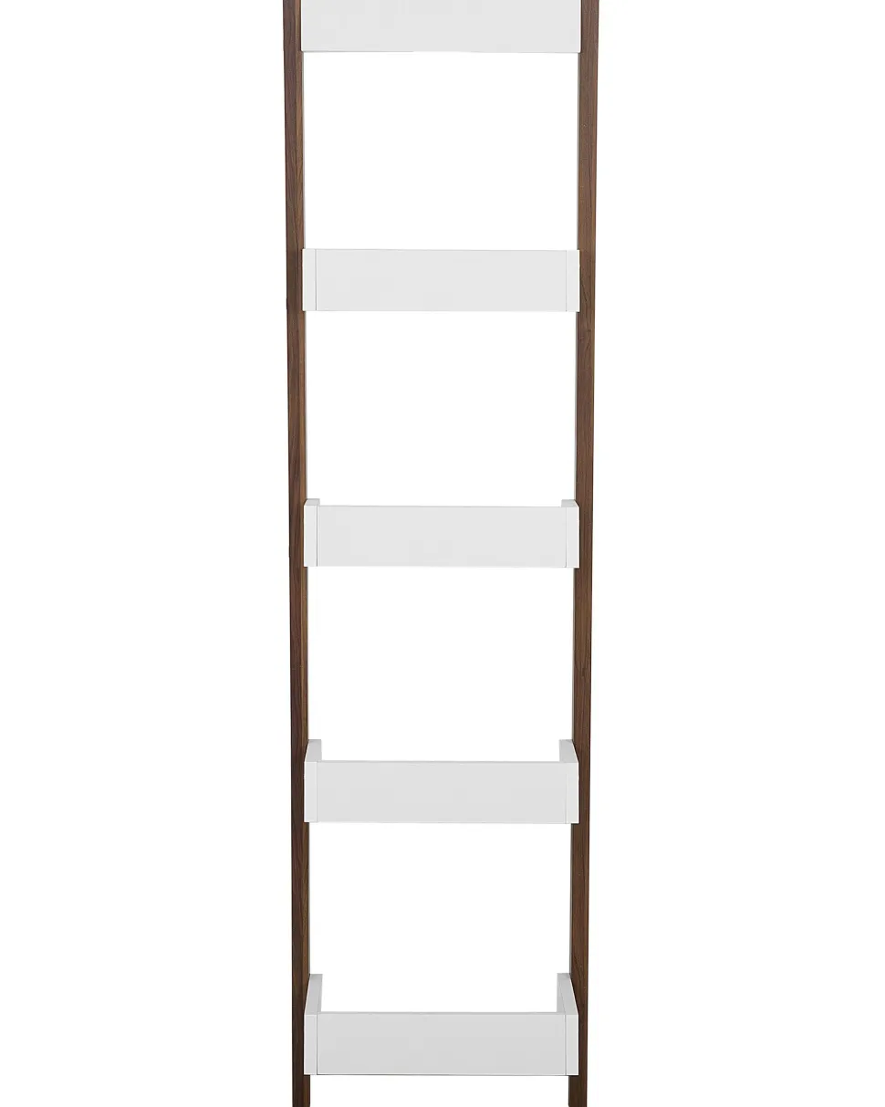Estante Tipo Escada Com 5 Prateleiras Castanha E Branca Mobile Duo