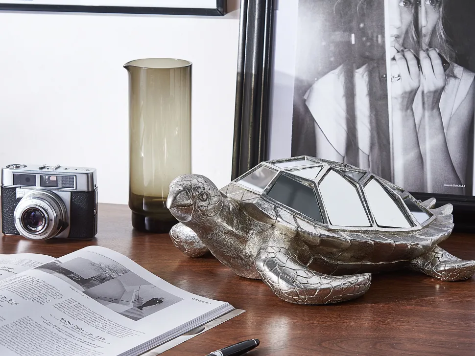 Estatueta Decorativa Prateada Tortoise