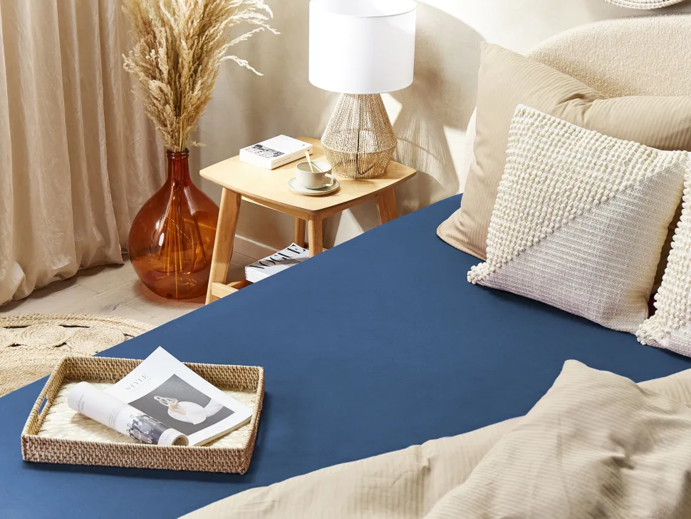 Lencol-Capa Em Algodao Azul Marinho 90 X 200 Cm Janbu