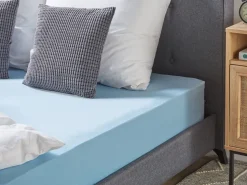 Lencol-Capa Em Algodao Azul Claro 90 X 200 Cm Hofuf