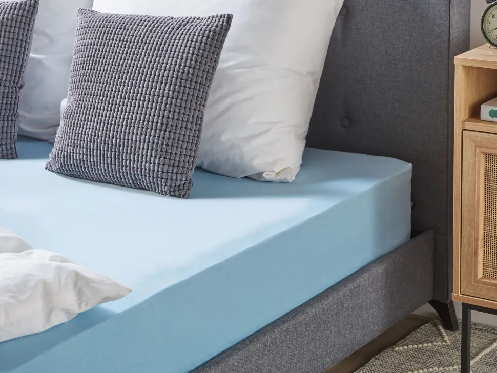 Lencol-Capa Em Algodao Azul Claro 90 X 200 Cm Hofuf