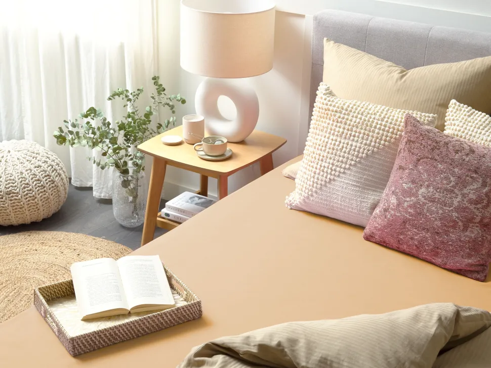 Lencol-Capa Em Algodao Cor De Areia 200 X 200 Cm Janbu