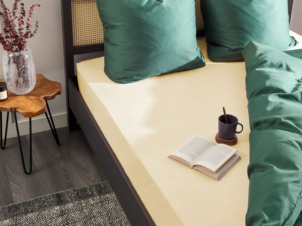 Lencol-Capa Em Algodao Creme 200 X 200 Cm Janbu