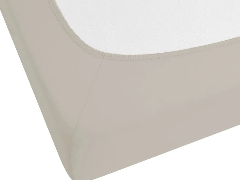 Lencol-Capa Em Algodao Taupe 90 X 200 Cm Janbu