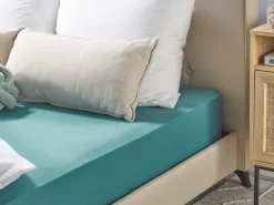 Lencol-Capa Em Algodao Turquesa 90 X 200 Cm Hofuf