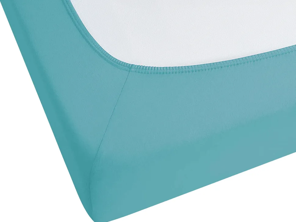 Lencol-Capa Em Algodao Turquesa 90 X 200 Cm Hofuf