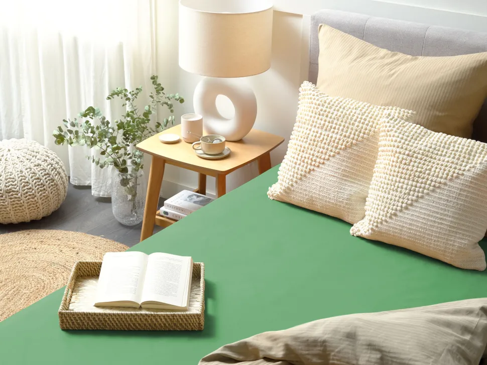 Lencol-Capa Em Algodao Verde 200 X 200 Cm Janbu