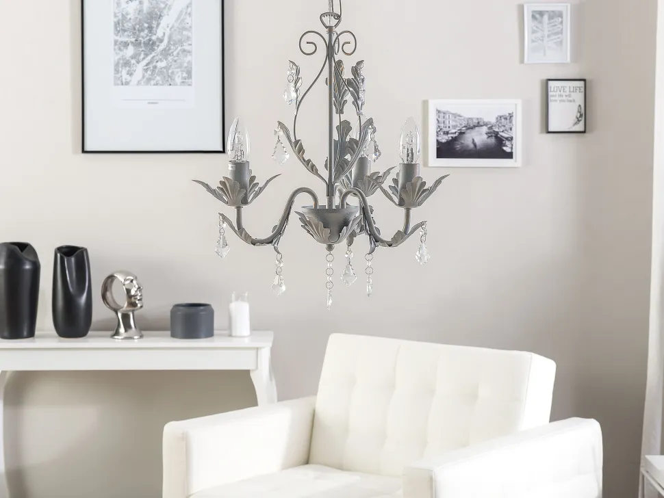 Lustre Cinzento Para 3 Lampadas Isen