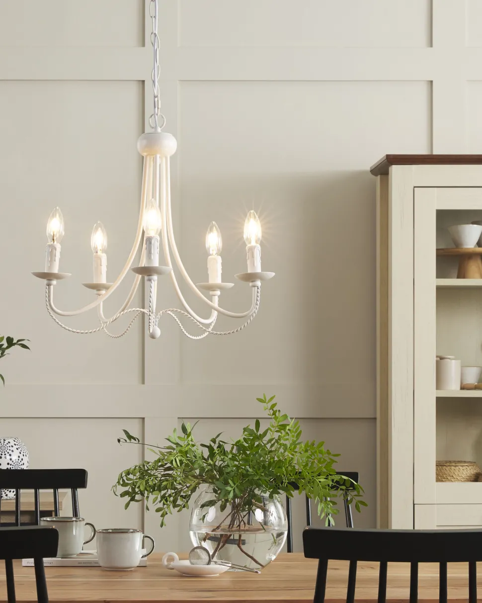 Lustre Em Metal Branco Dabus