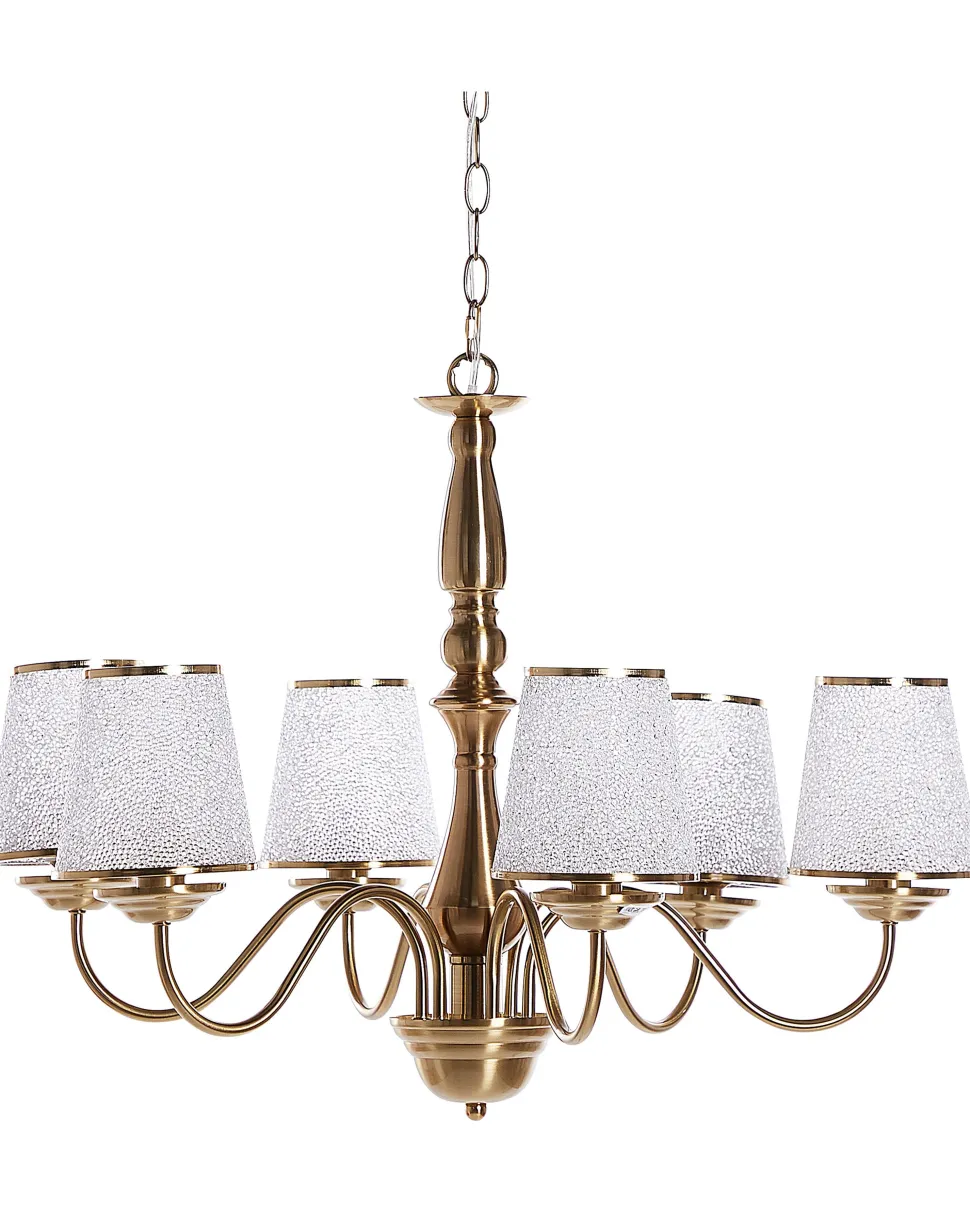 Lustre Em Metal Cor De Bronze Para 6 Lampadas Bradano
