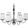 Lustre Em Metal Prateado Para 6 Lampadas Bradano