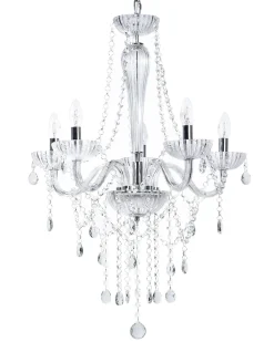 Lustre Em Vidro Trasparente E Metal Cromado Locone