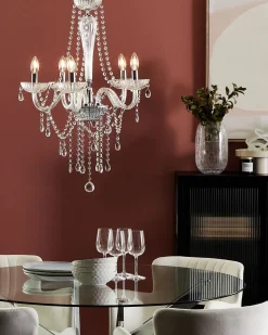 Lustre Em Vidro Trasparente E Metal Cromado Locone