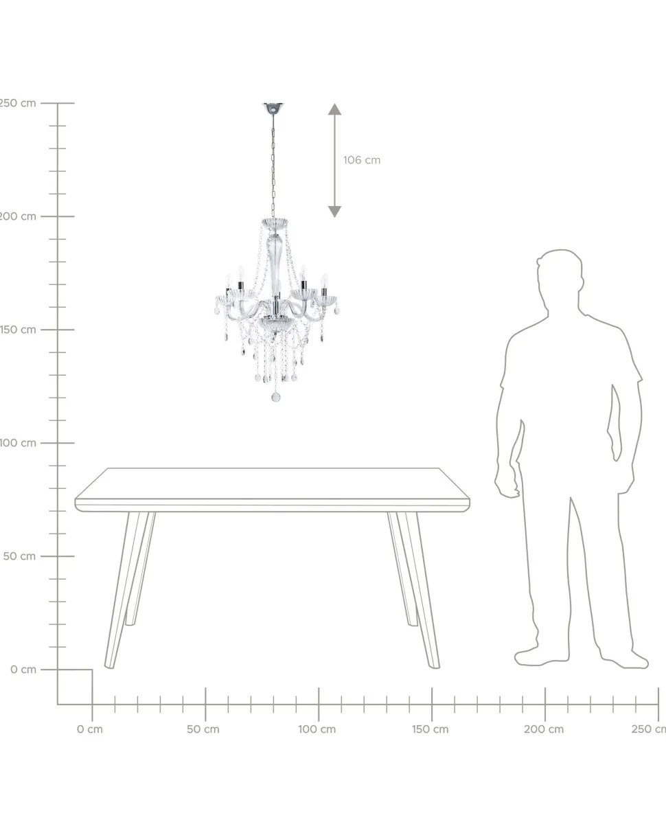 Lustre Em Vidro Trasparente E Metal Cromado Locone