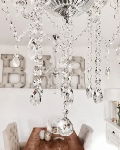 Lustre Em Vidro Trasparente E Metal Cromado Locone