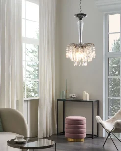 Lustre Para 3 Lampadas Em Metal Prateado Orara