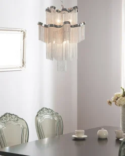 Lustre Para 6 Lampadas Em Metal Cromado Mucone