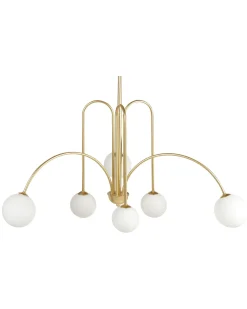 Lustre Para 6 Lampadas Em Metal Dourado Forbes