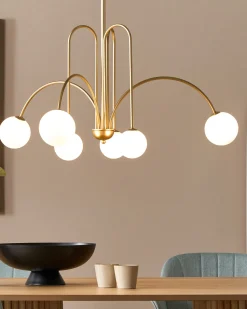 Lustre Para 6 Lampadas Em Metal Dourado Forbes